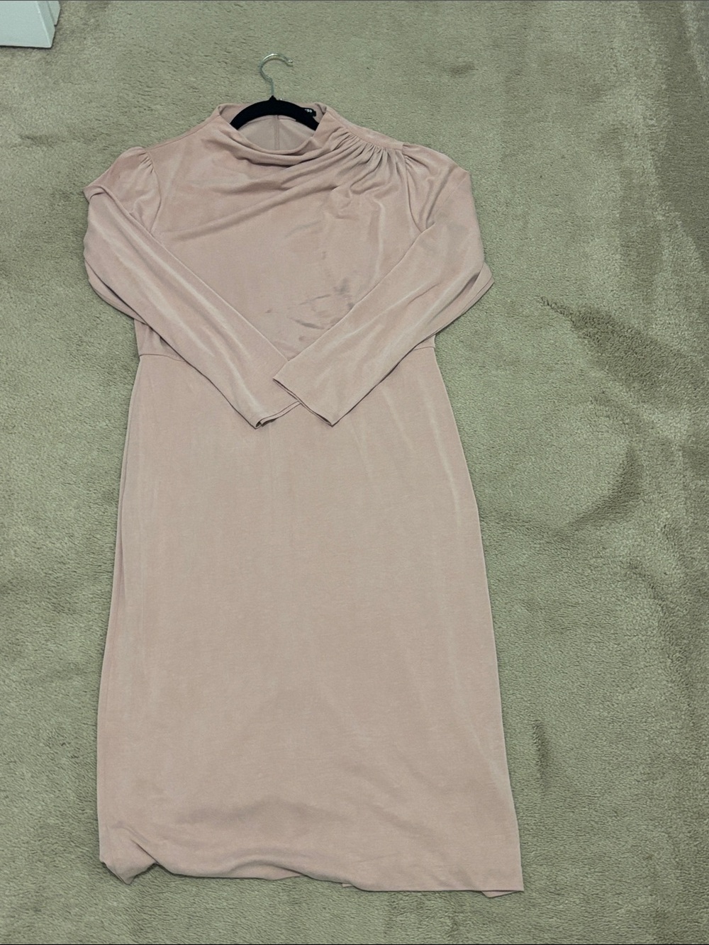 Express Long Sleeve Mock Neck Dress in Blush